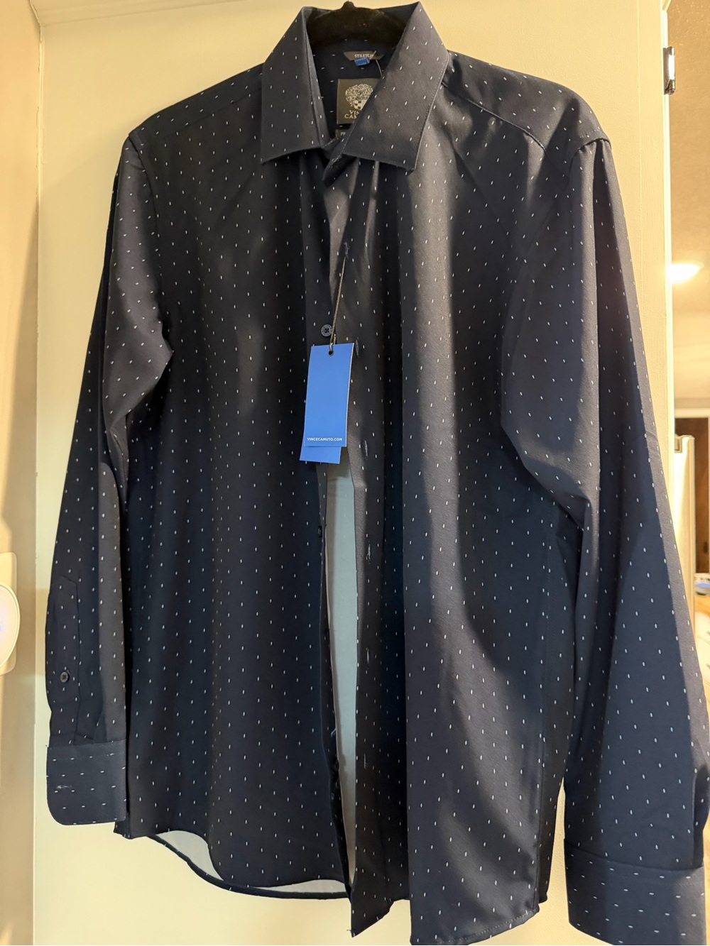 Vince Camuto Men's Navy Micro Dot Dress Shirt